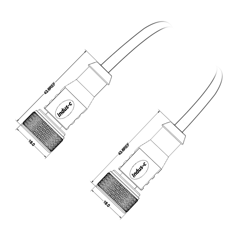 Push-pull m12 3pins A code female to female straight molded cable,unshielded,PVC,-40°C~+105°C,22AWG 0.34mm²,brass with nickel plated screw